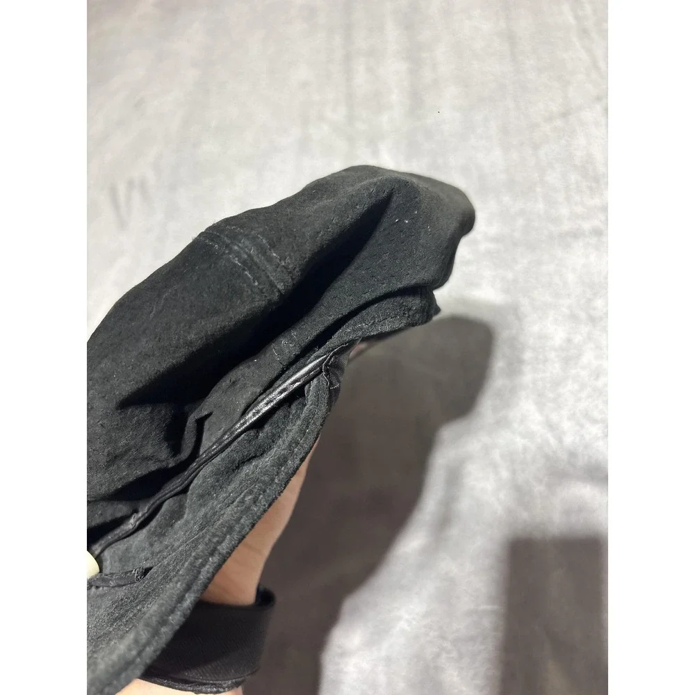 Trixie Hat Newsboy Cap Fitted Womens One Size Black Lined Suede Leather Y2K